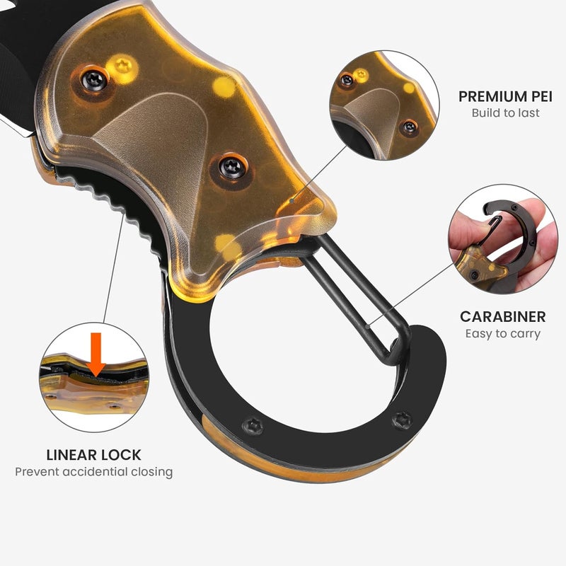 FUNBRO Small Pocket Knife, Cool Box Cutter with 1.34 inch Sharp Blade, EDC Knives Tool for Everyday Carry (Amber) - Image 3